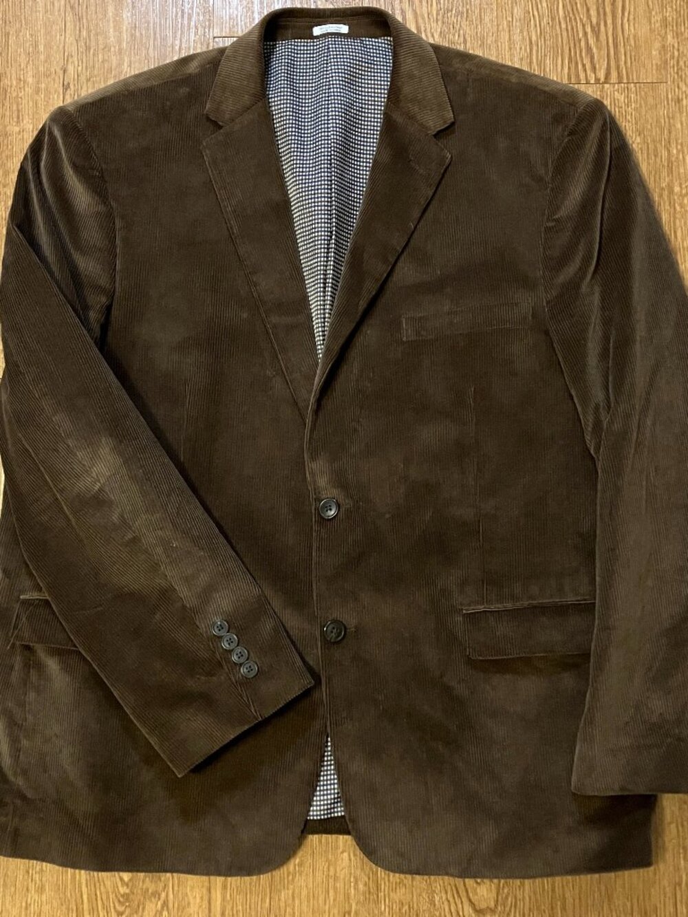 Saddlebred Heritage Corduroy Blazer Brown Gingham Lined Sport Coat